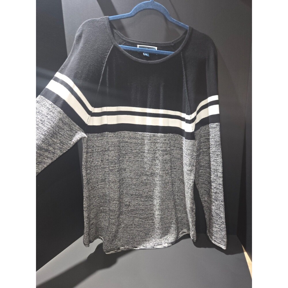 Karen Scott Colorblock Striped Sweater - Black White Grey - Womens XL - Knit - Picture 3 of 4